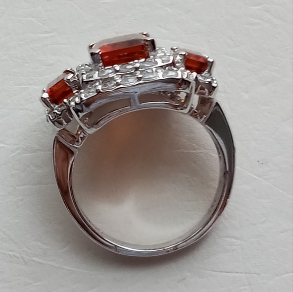 Sterling Silver Cocktail ring, red gemstone sz 7.25 - Picture 10 of 10